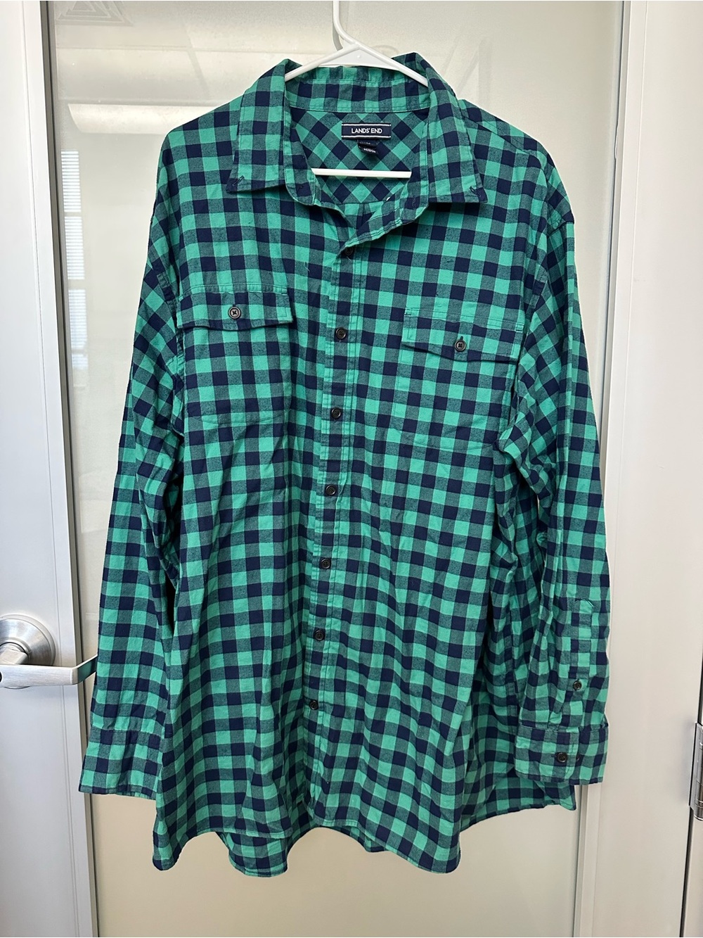 J Crew Men’s Long Sleeve Green Blue Plaid Heavy Flannel Shirt- Size 2XLT